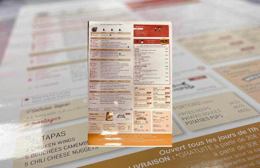 Photo d'un menu personnalisé